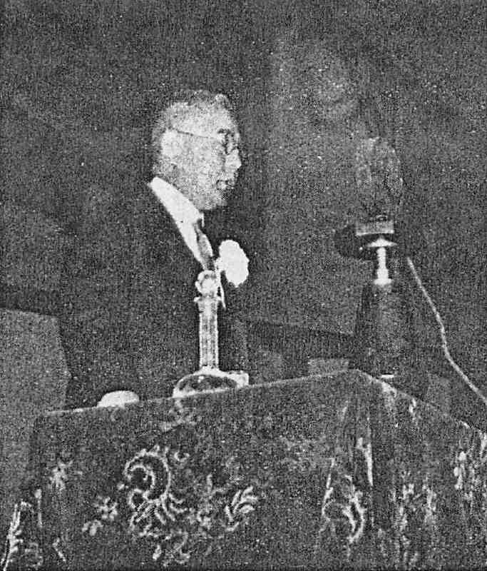 日本建築協会満15年記念講演会(1932年)で開会の辞を述べる古宇田實