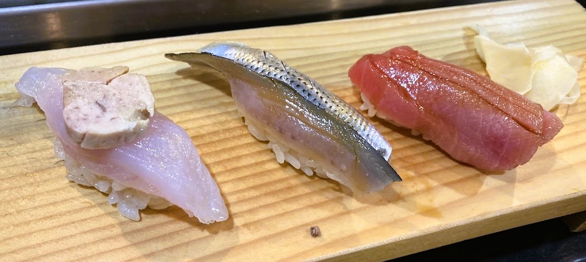 カワハギ胆ノセ、小肌、本マグロ中トロ