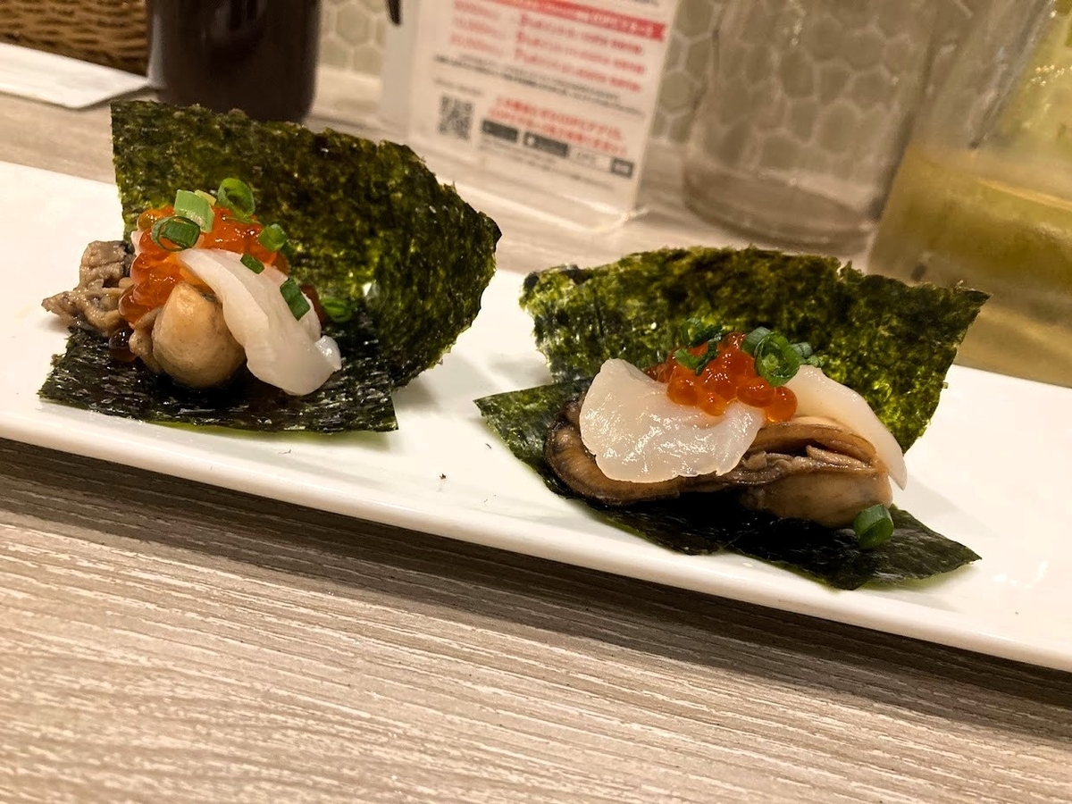 エイス シーの牡蠣手巻き