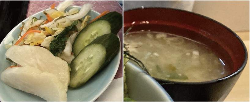 原宿「季節料理 仲や」の漬物と味噌汁