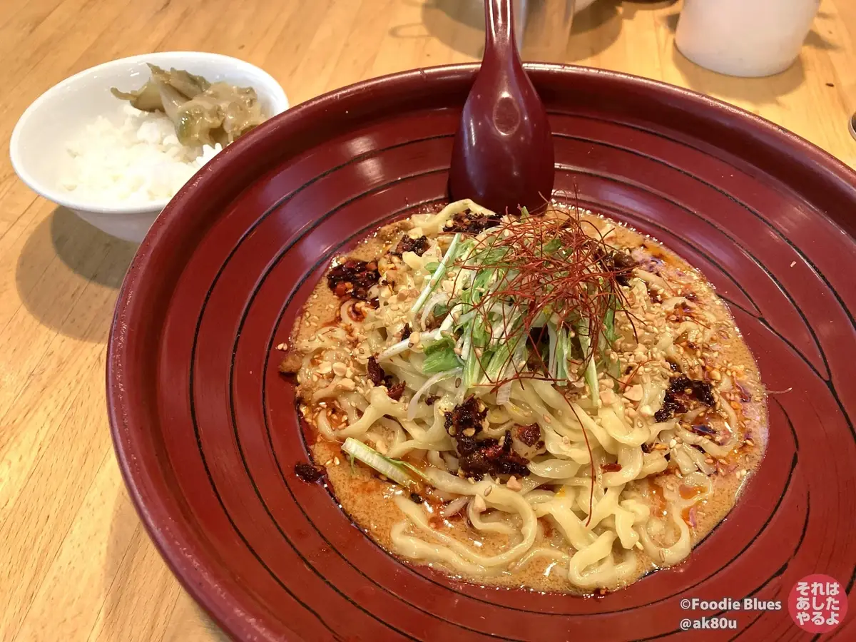 神谷町「金蠍（キンカツ）」の汁なし金胡麻担々麺（3辛）with 小ライス