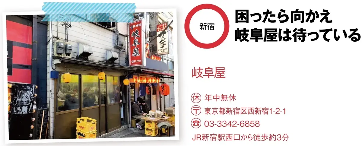 新宿・思い出横丁「岐阜屋」の店舗情報と外観