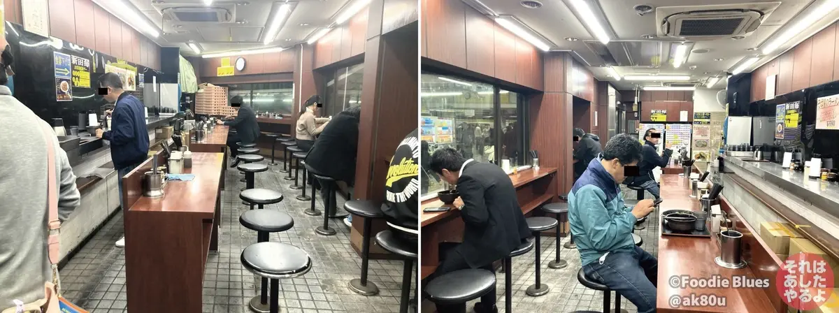 秋葉原の立ち食いそば屋「新田毎」の内観