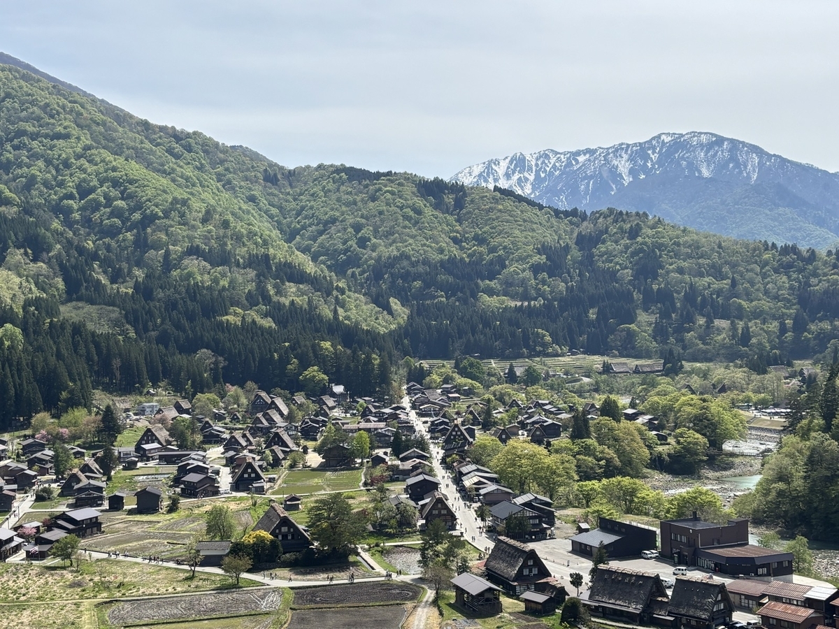 城山展望台から眺める白川郷合掌村の全景