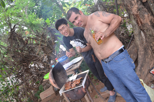 五平餅を焼く
