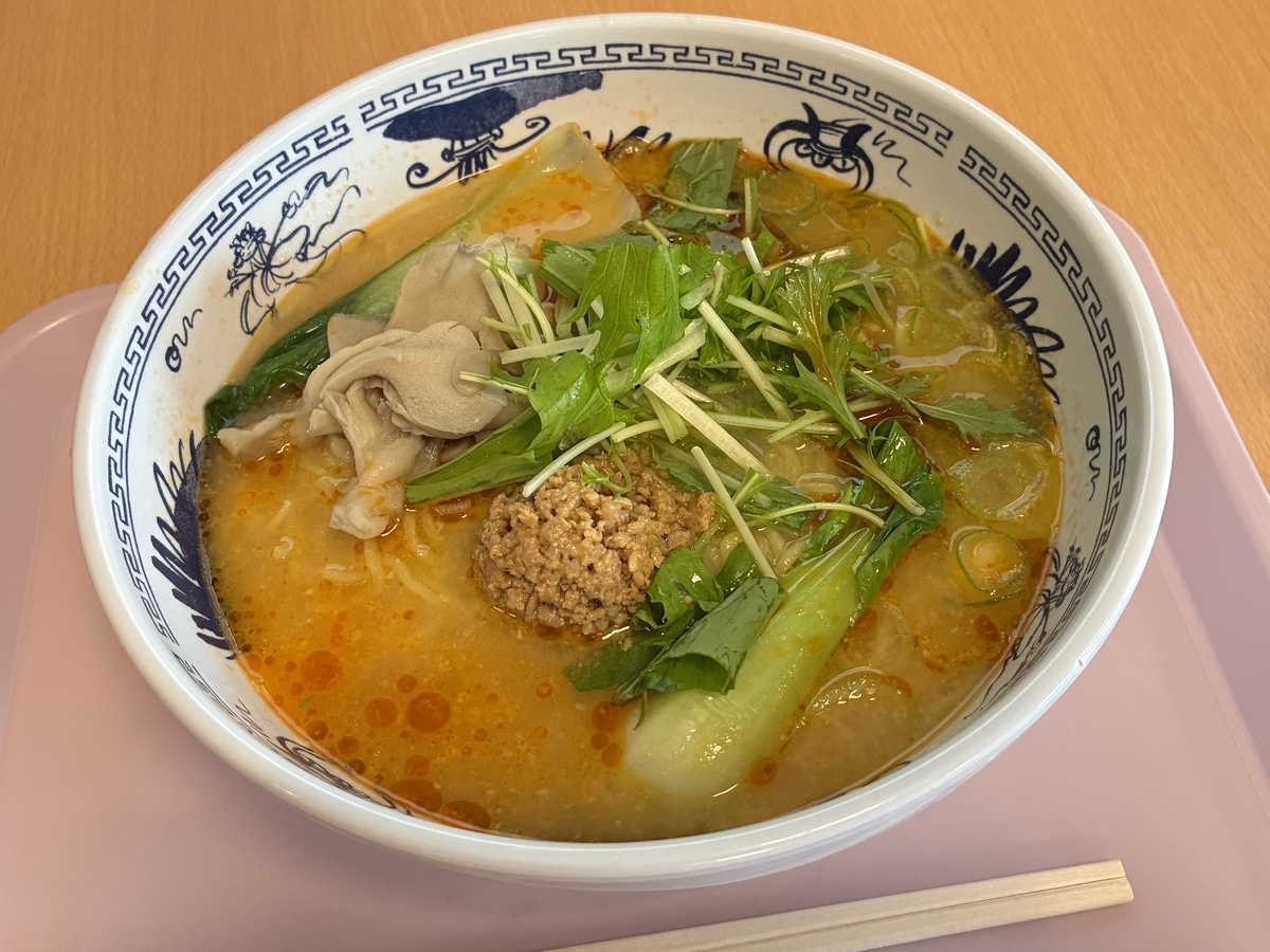 道の駅七ヶ宿オリジナル舞茸入りの蔵王坦々ラーメン。