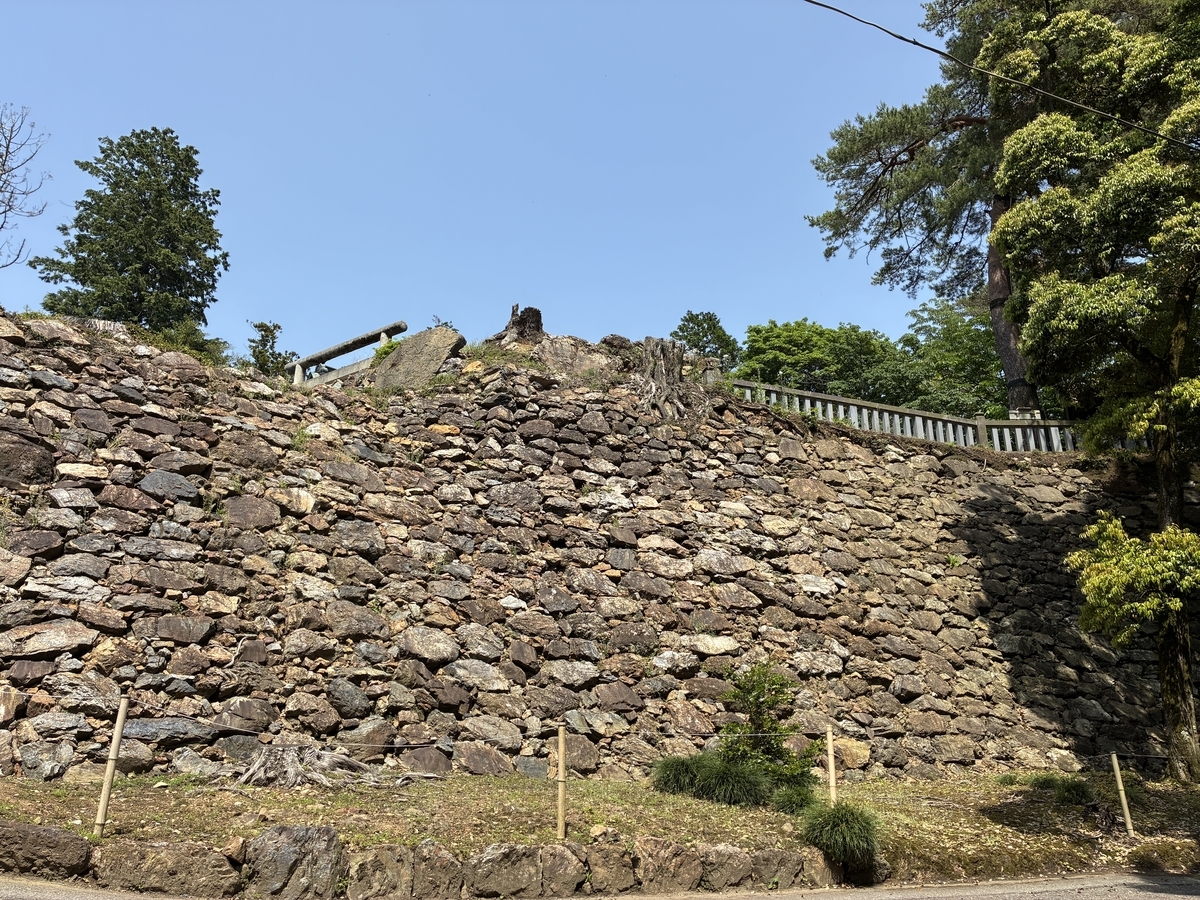 唐沢山城 本丸の高石垣を望む。