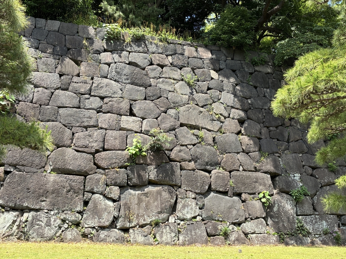 江戸城跡・大番所横の石垣。古い時代だろうか。