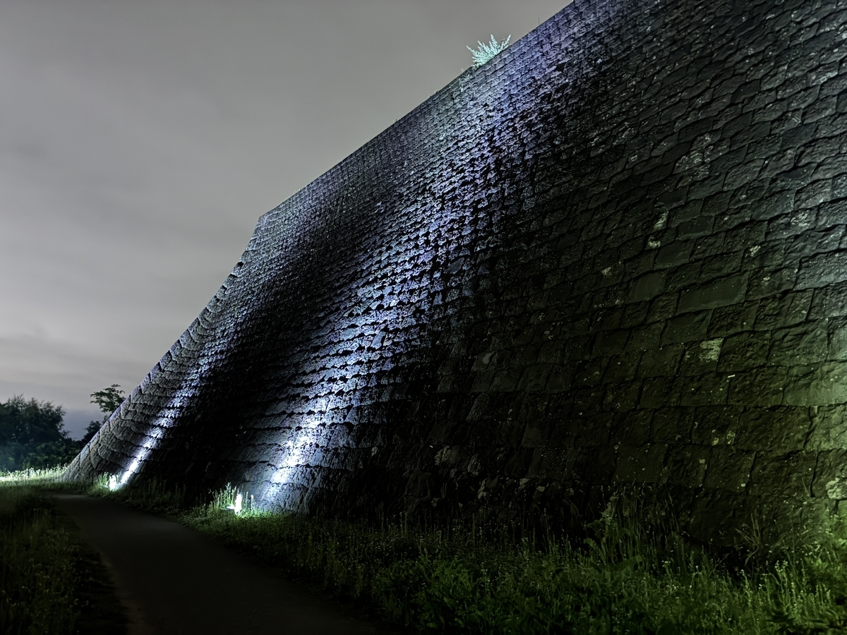 仙台青葉城 本丸石垣北面のライトアップ