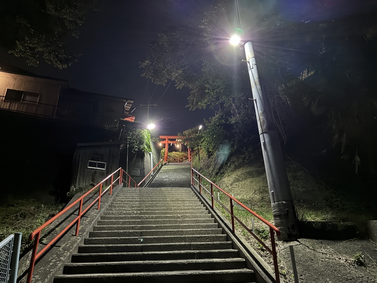 塩竈 祓ヶ崎稲荷神社 参道 夜