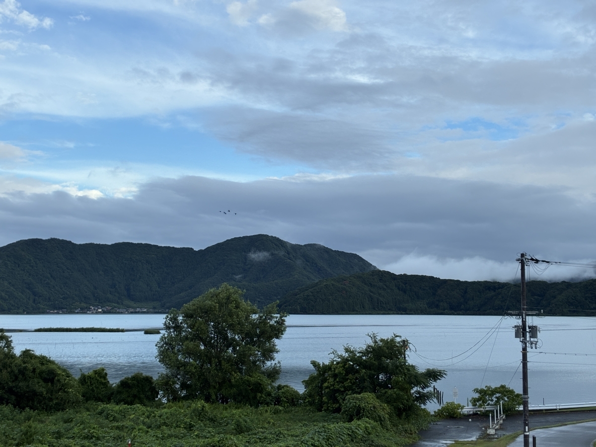 三方五湖パーキングエリア 三方五湖展望台から望む三方湖