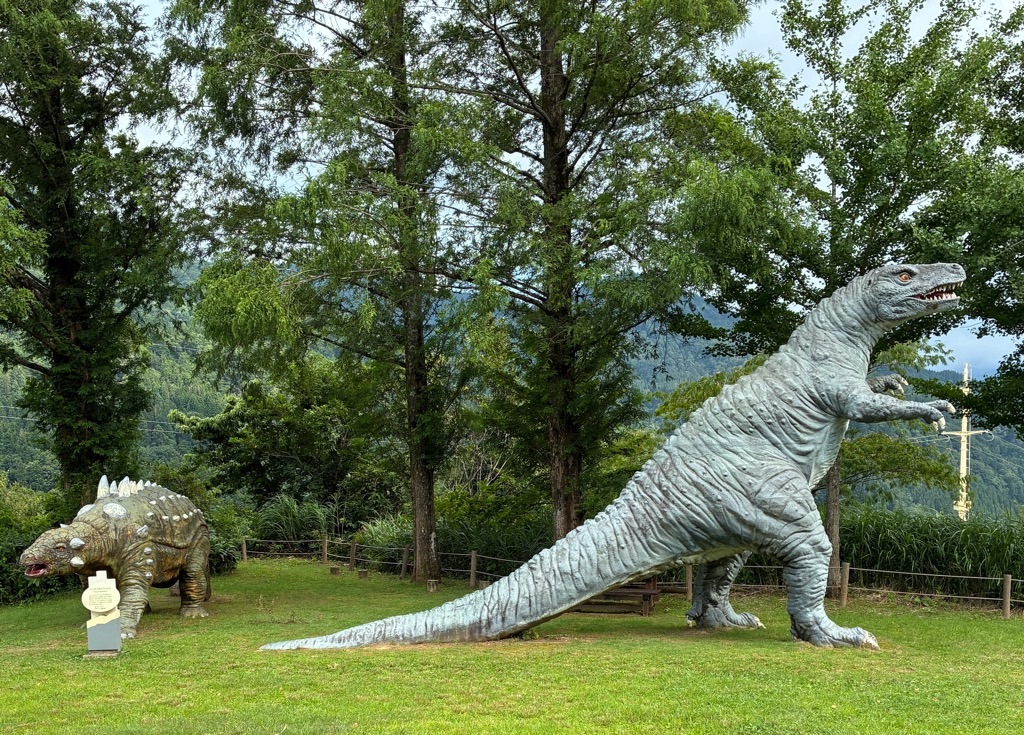 白山恐竜パーク白峰 ふれあい広場のメガロサウルス、ユーオプロケファルス・トゥオジャンゴサウルス