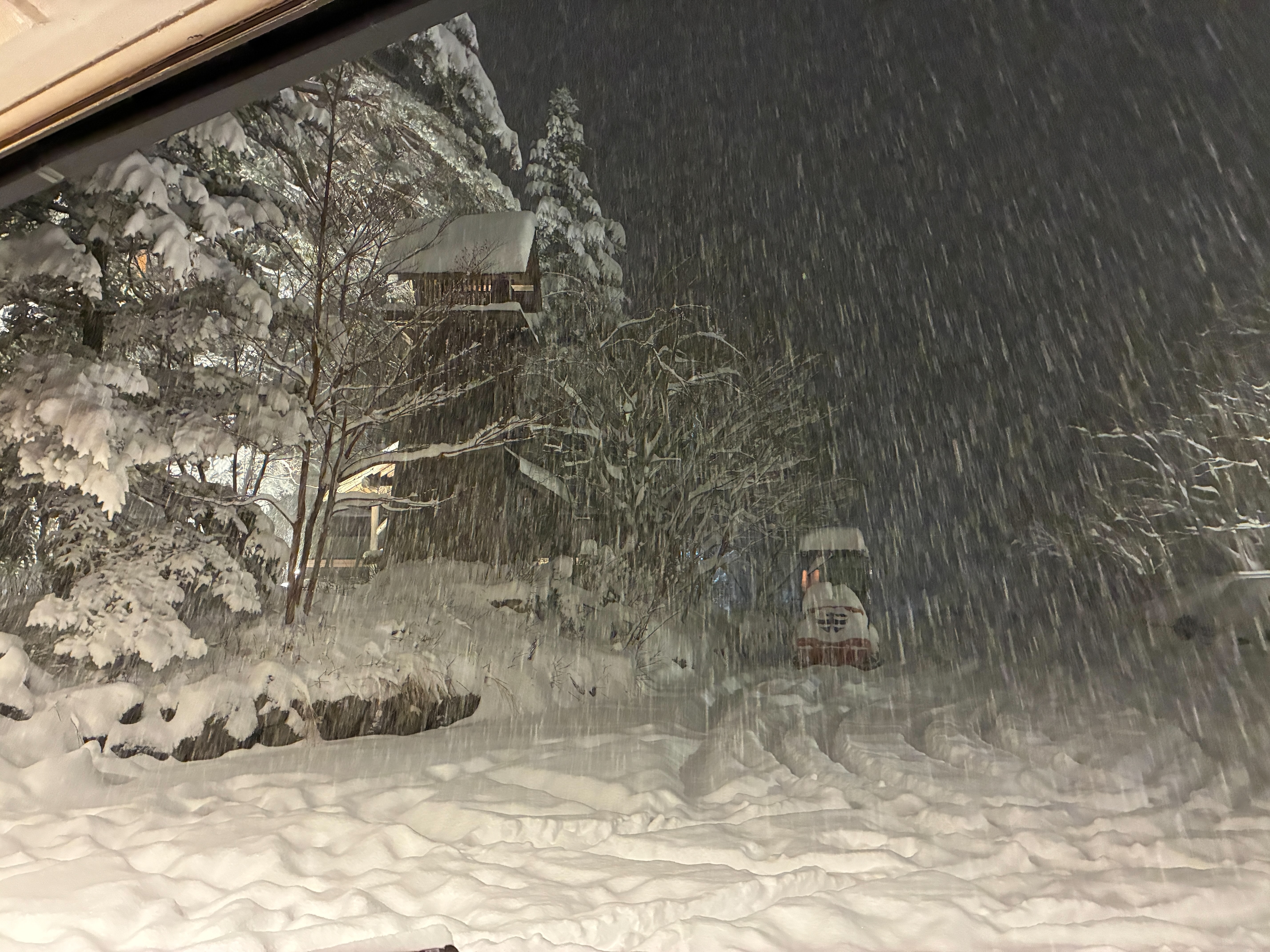ホテル湯西川 エントランス 降り積もる雪