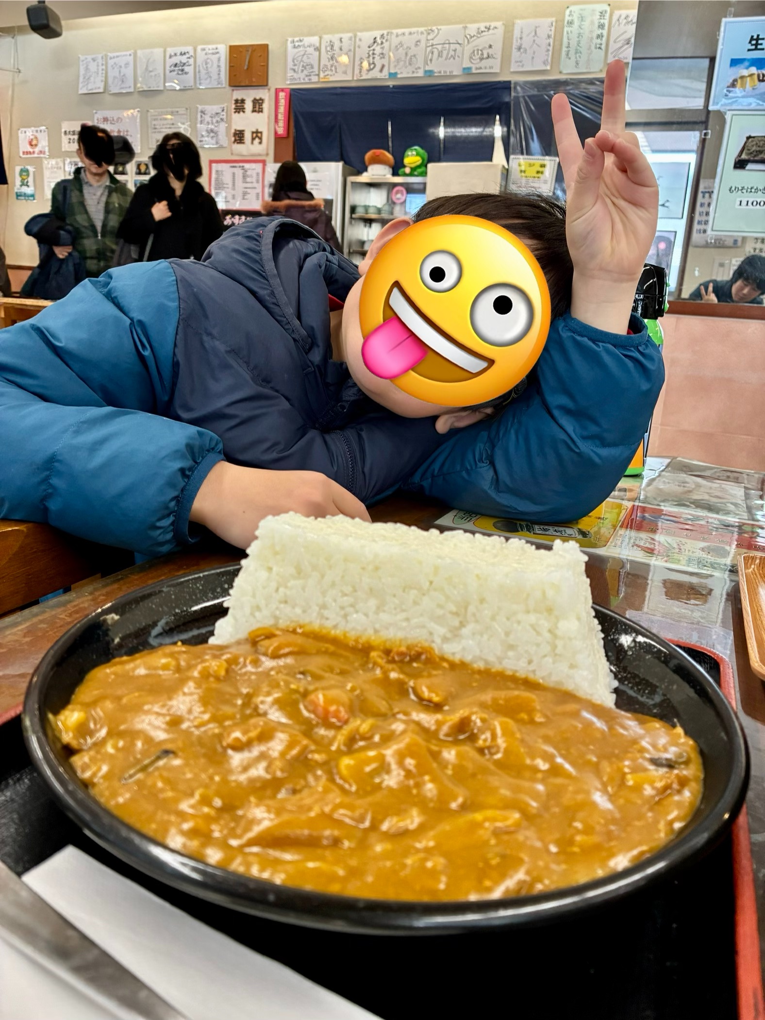 湯西川ダムカレーと長男 道の駅 湯西川