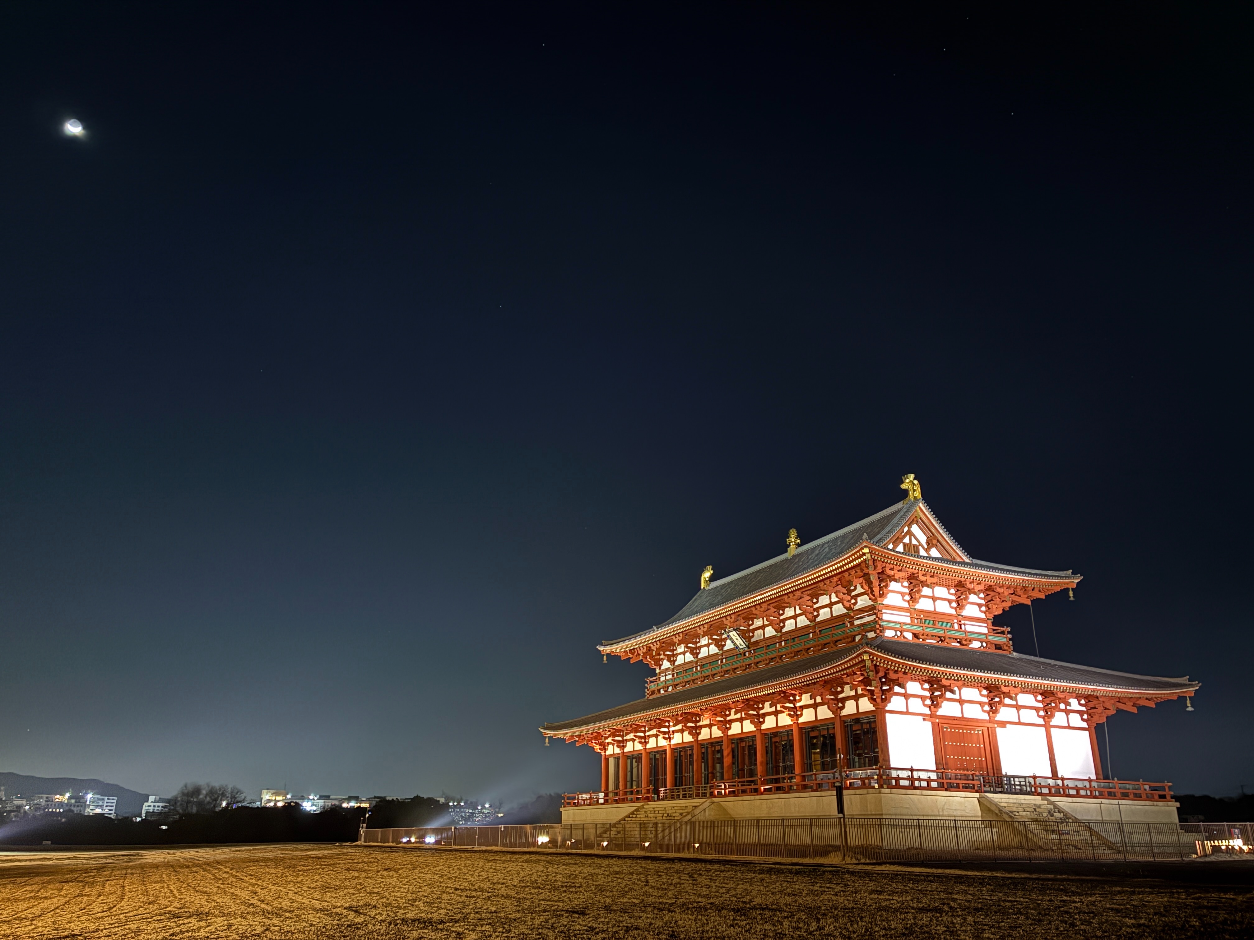 第一次大極殿 ライトアップ 月夜