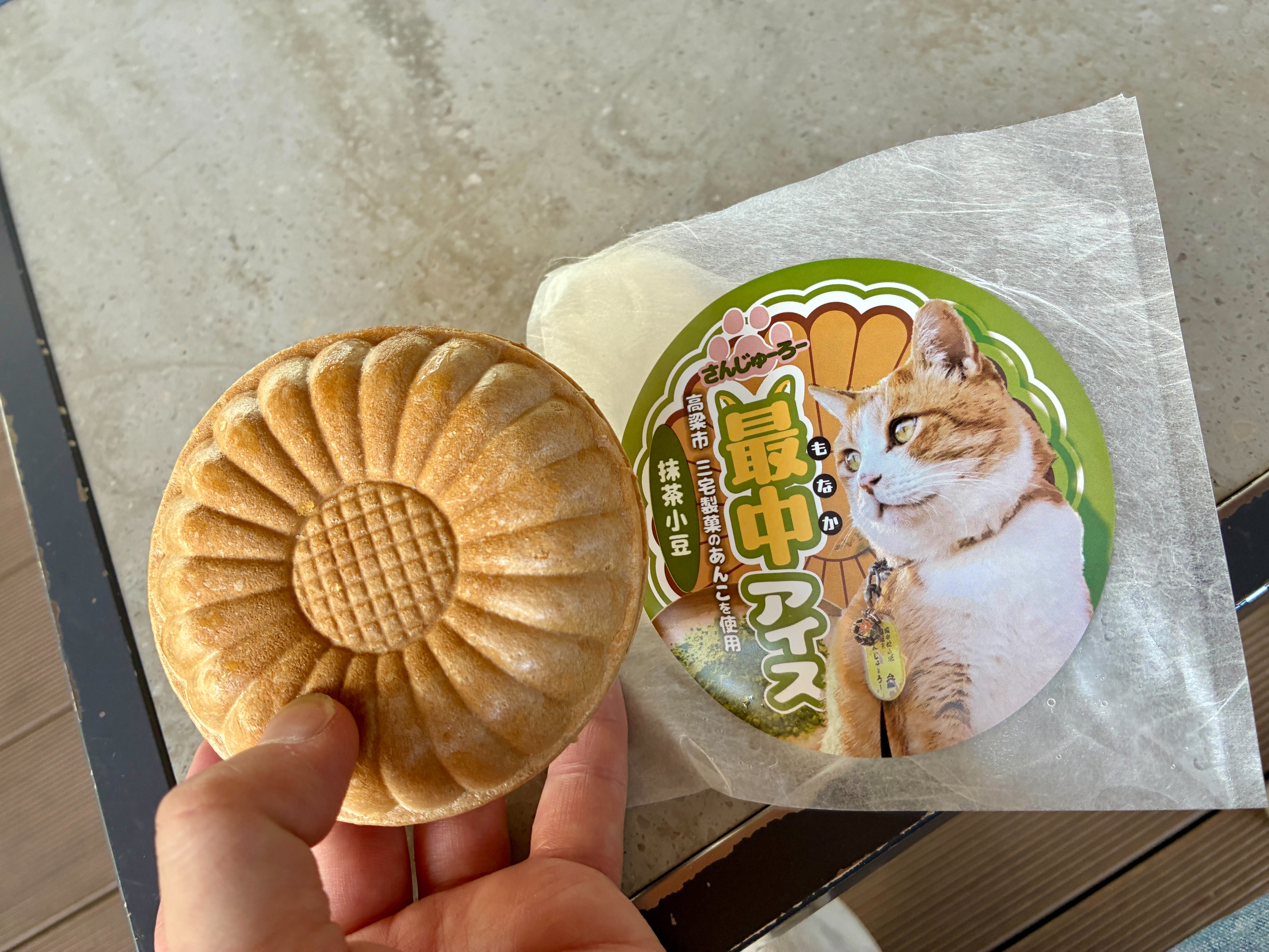 備中高梁駅 観光案内所 さんじゅーろー最中アイス 抹茶小豆