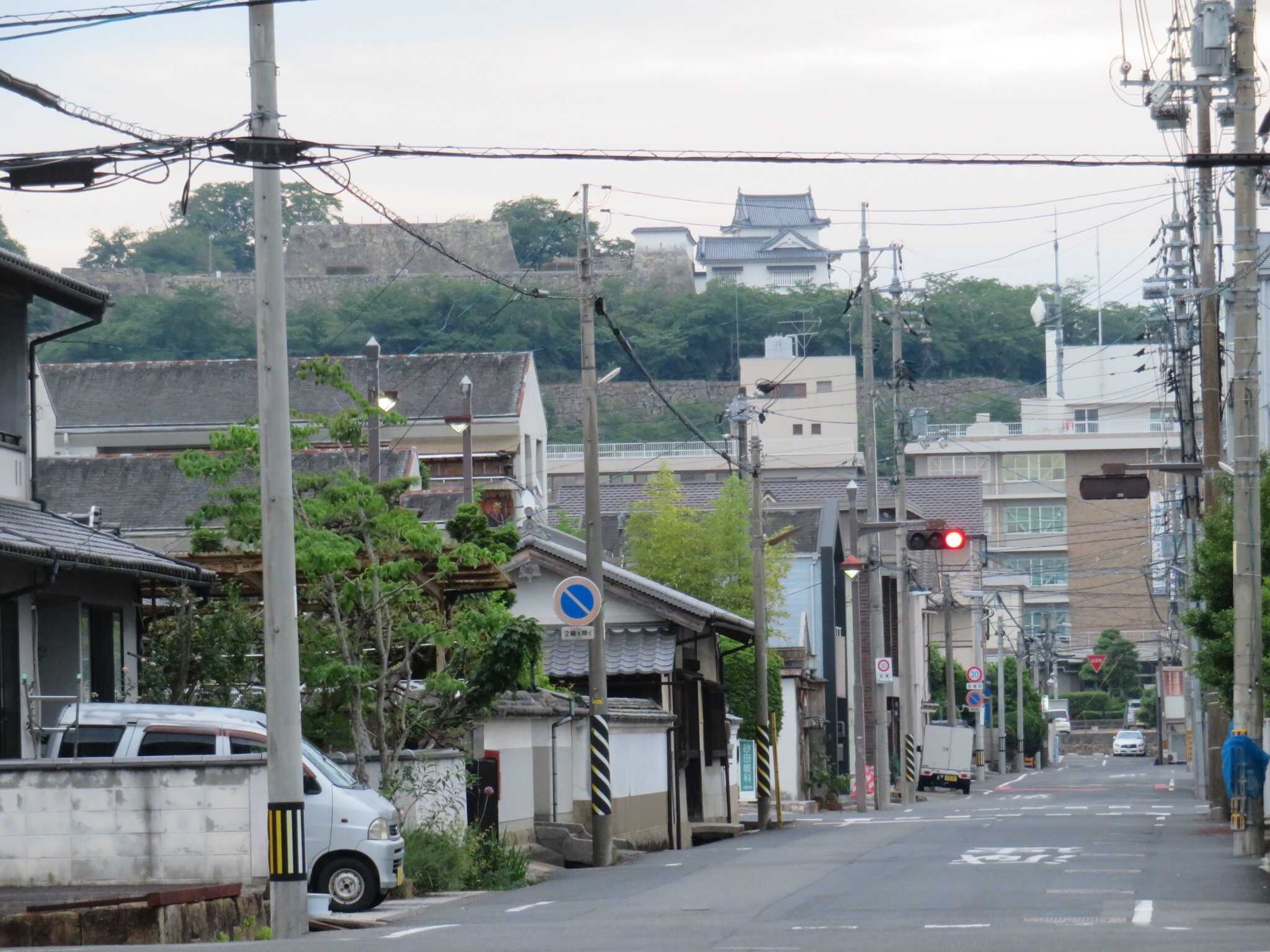 津山 田町武家屋敷通りから津山城を眺める
