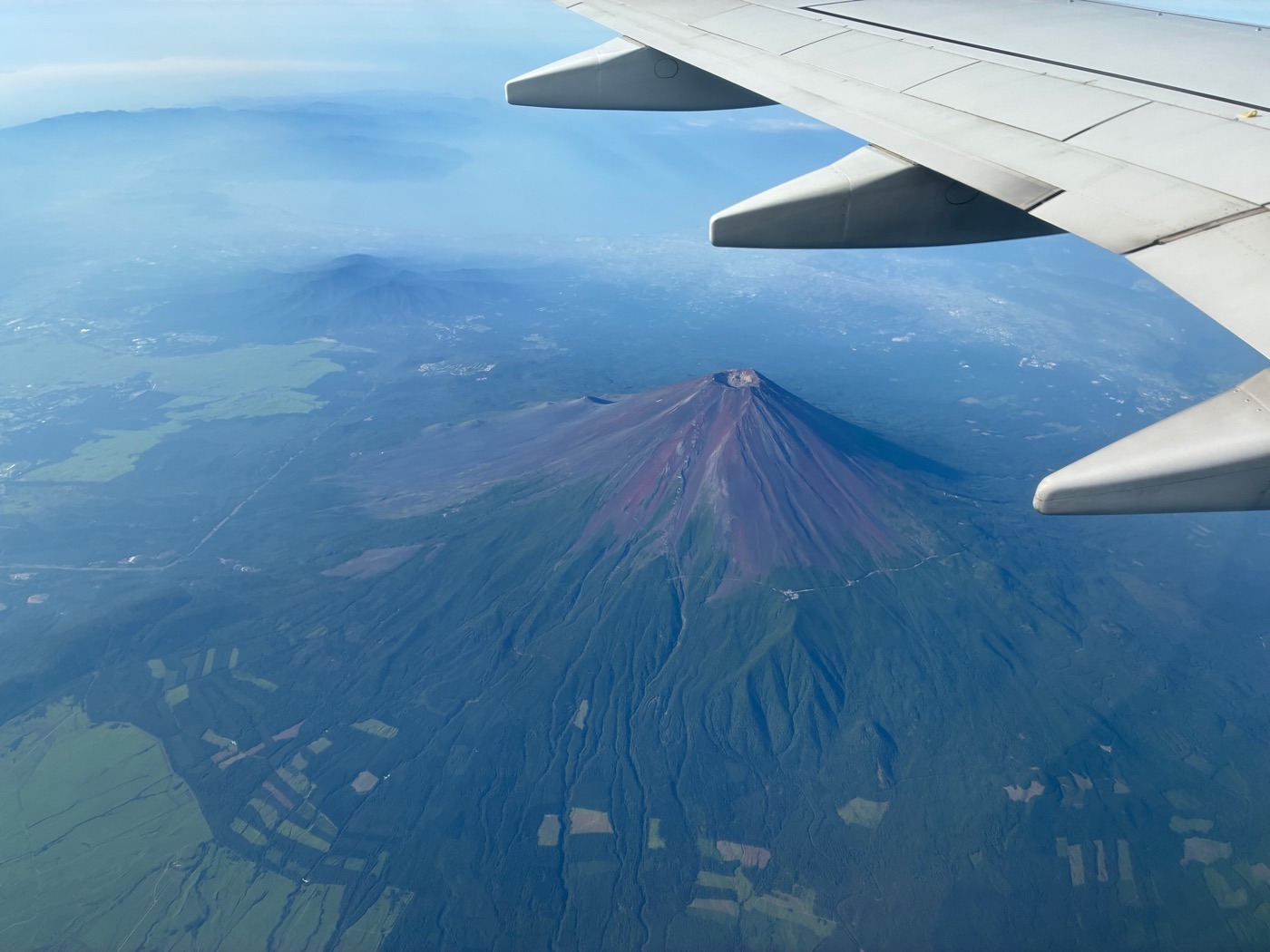 飛行機から富士山