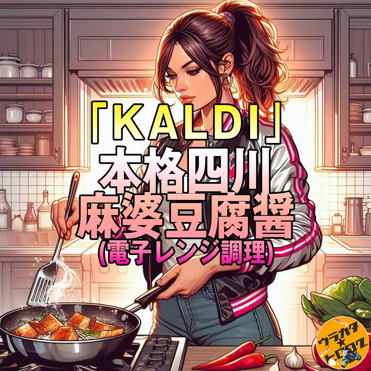 KALDIの電子レンジ調理専用麻婆豆腐醤をイメージしたタイトル画像(筆者によるＡＩ作成画)