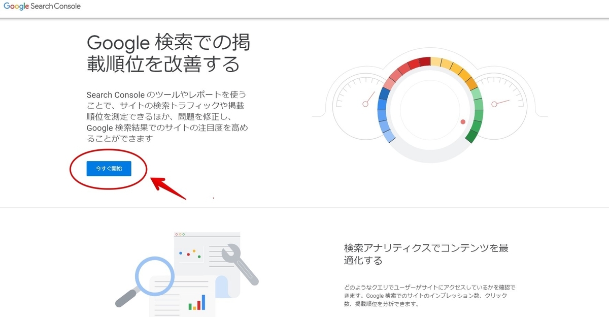 googleサーチコンソールのログイン画面