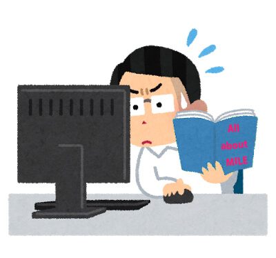 積極的な陸マイラーの会社員がPC前で奮闘