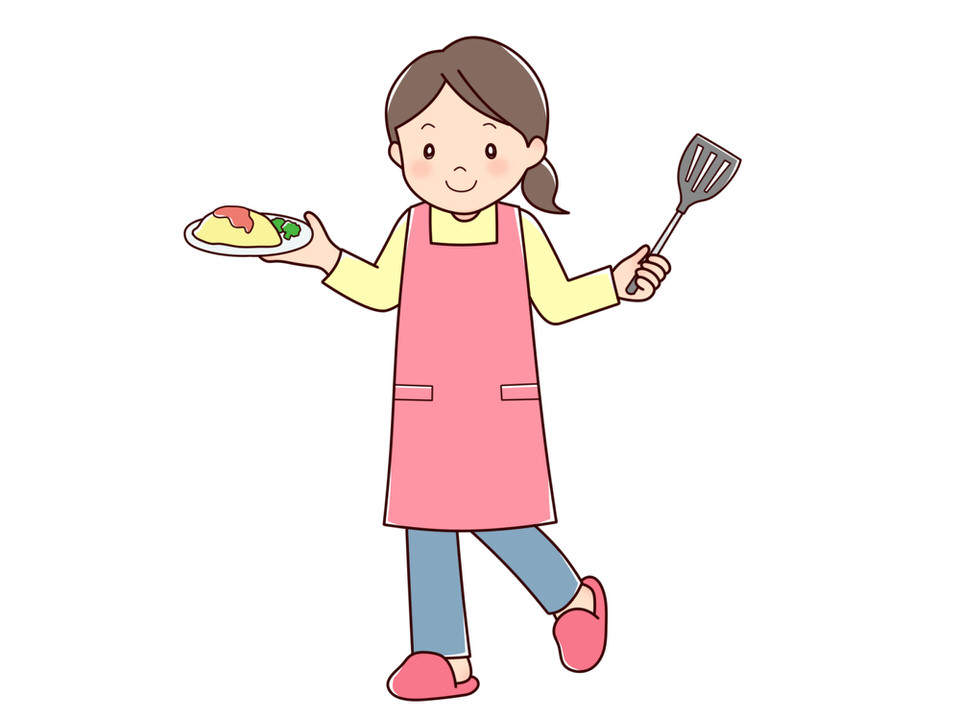 料理をする女性のイラスト