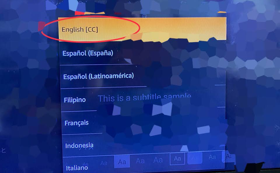 English(CC)を選択