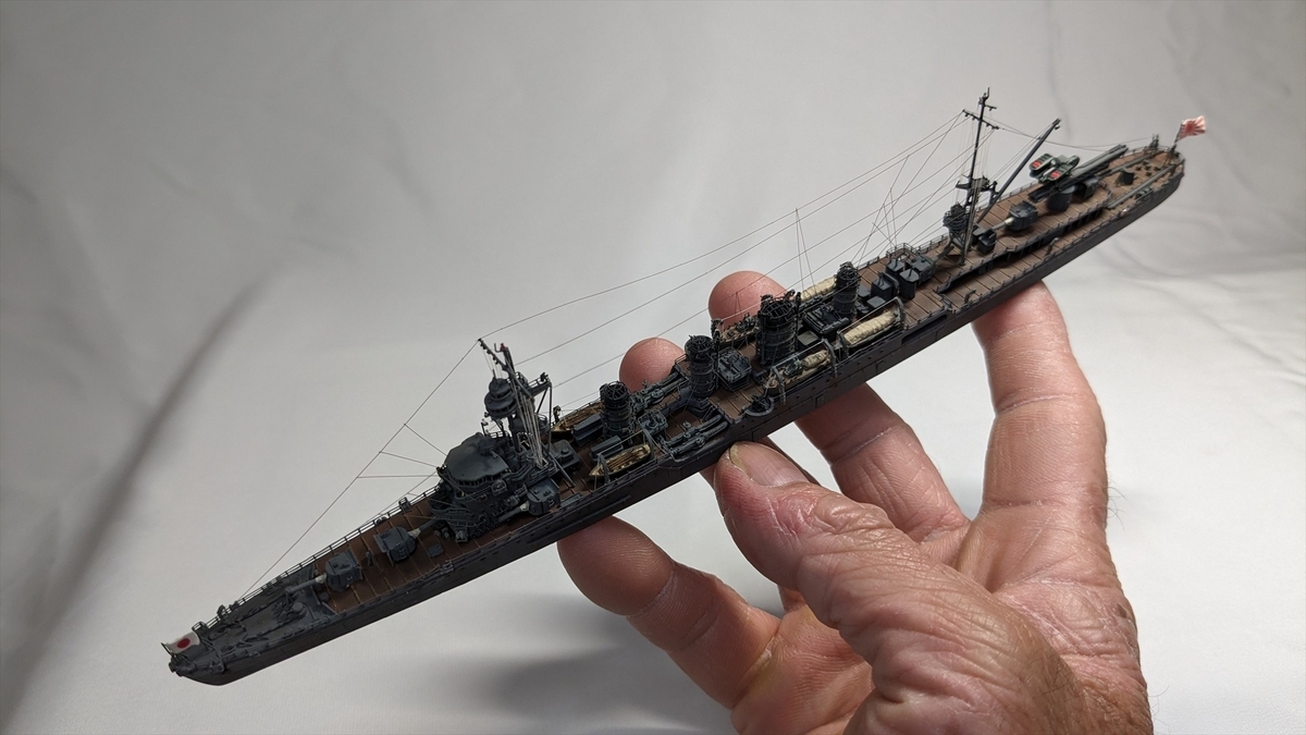 1/700アオシマ軽巡洋艦川内完成画像です！海面ジオラマも作ったよ