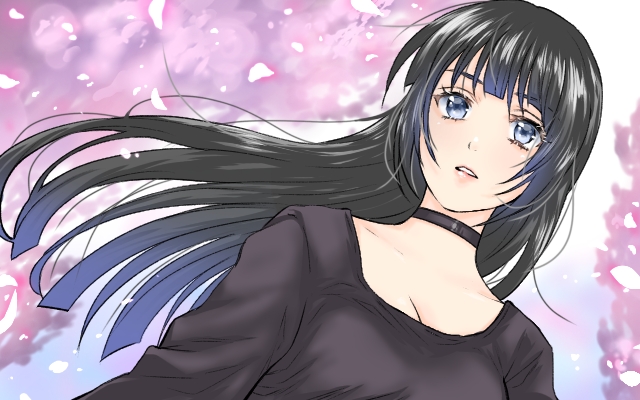 顔まわりを青のグラデーションで塗った女の子のイラスト