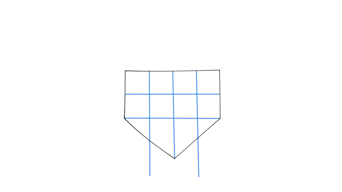 もう1本横線を付け足した下描きイラスト