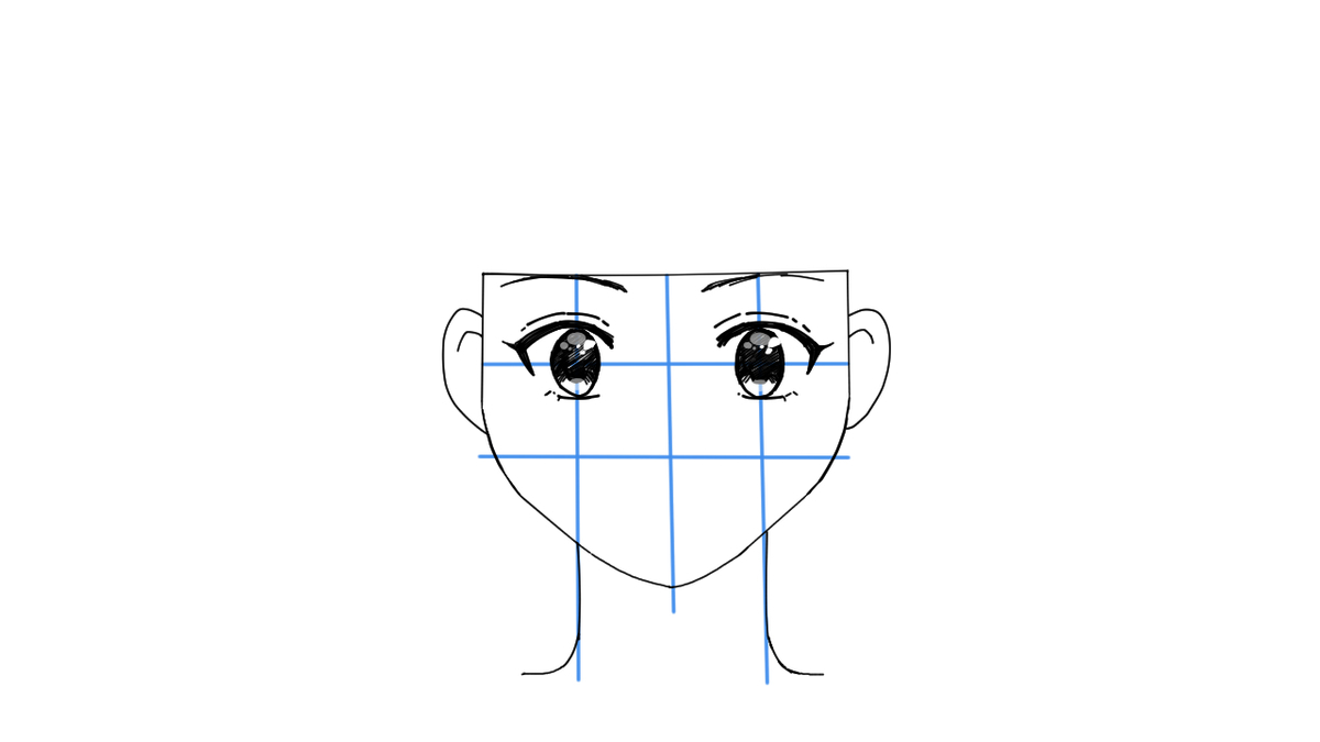 耳の内側に線をいれたイラスト