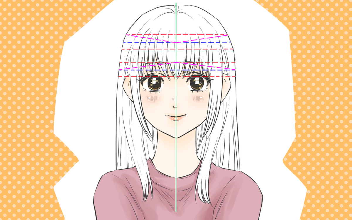 斜め線を描き足した女の子のイラスト