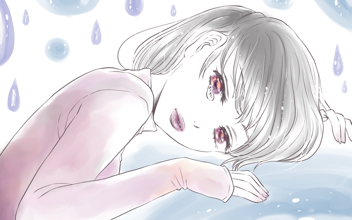 腕を曲げてい女の子のイラスト