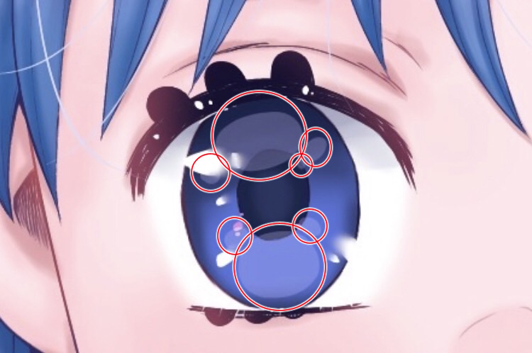 薄いハイライトを赤丸で囲ったイラスト