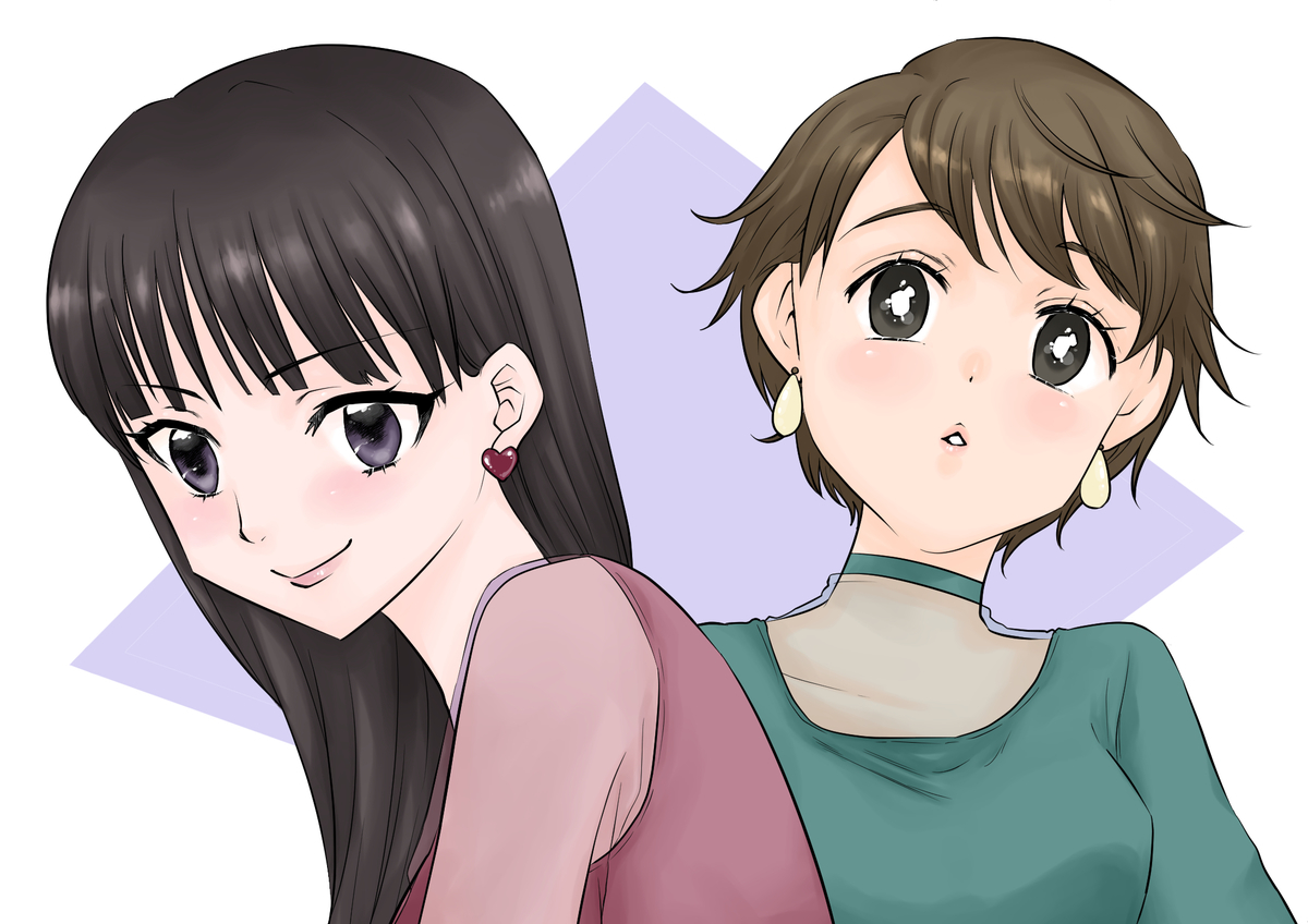 2人の女の子のイラスト