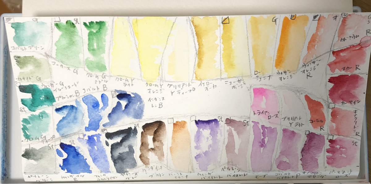 水彩絵の具パレット 色見本 迷えるイカ記