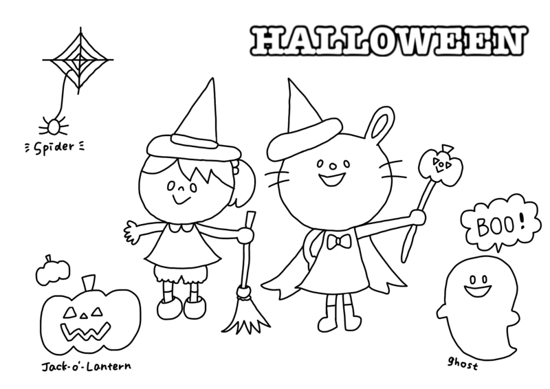 無料dl 英語で塗り絵を楽しもう Halloween ハロウィン 編 ウシコスポスト おうち英語を楽しむ３歳ママのブログ