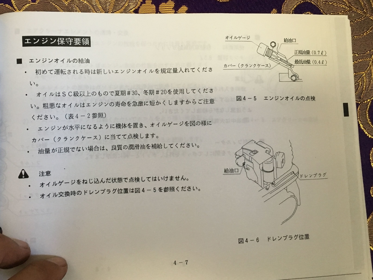 コベルコSS1のエンジンオイル交換 - 後ろ向き太郎の後ろ向き日記