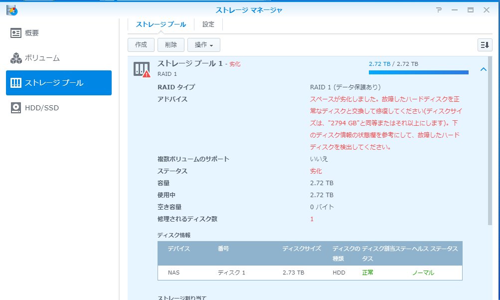Synology NAS DS216jのHDD容量を拡張する - 後ろ向き太郎の