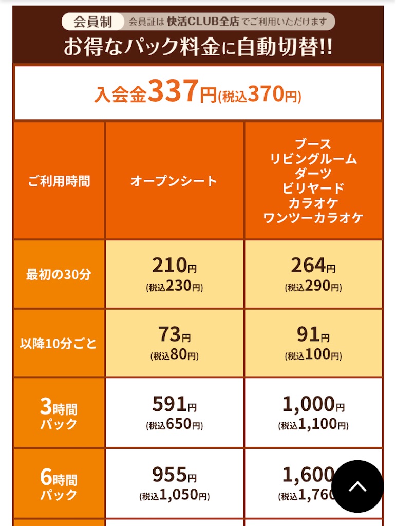 快活 クラブ カラオケ 料金