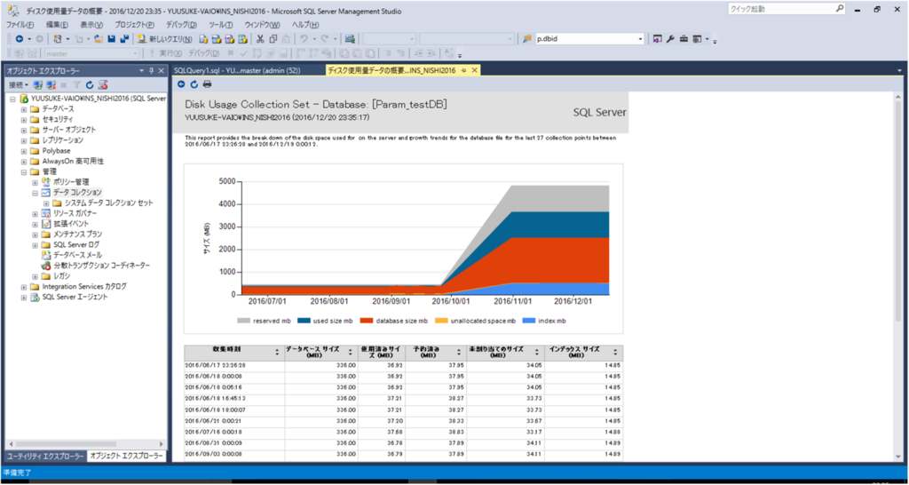 【SQL Server】データコレクションのディスク使用量レポート出力の仕方 - 小物SEのメモ帳