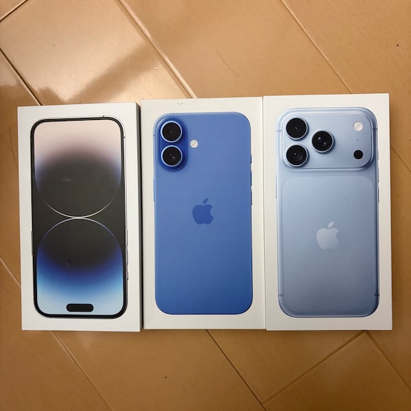 iPhone. 14, 16, 18の箱