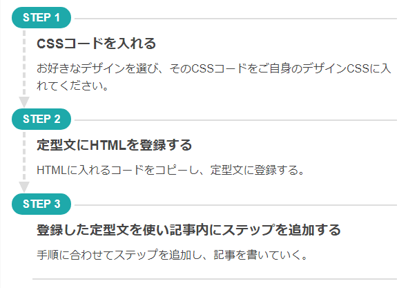 ステップバー タイムライン で手順の説明をオシャレに分かりやすくするcss フジブロっ