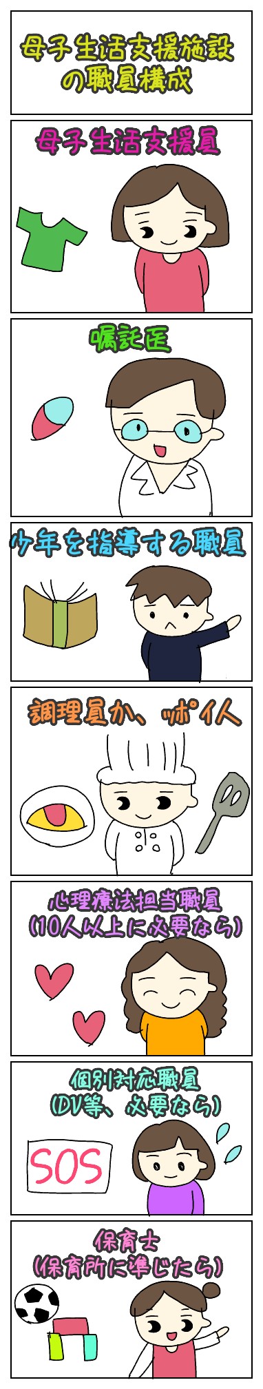 社会的養護の対策マンガ 母子生活支援施設の職員構成 ほいのーと保育漫画
