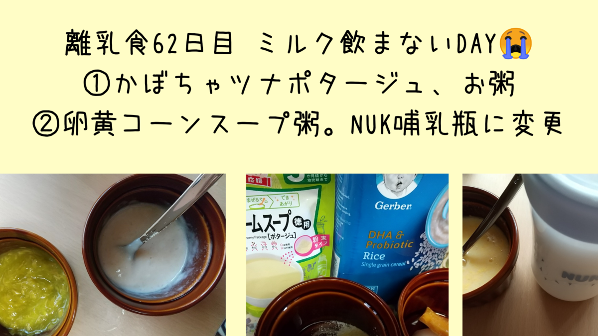 離乳食62日目 本日 ミルク飲まないday泣 ひさびさにnuk哺乳瓶に変えてみた うたの育児ブログ