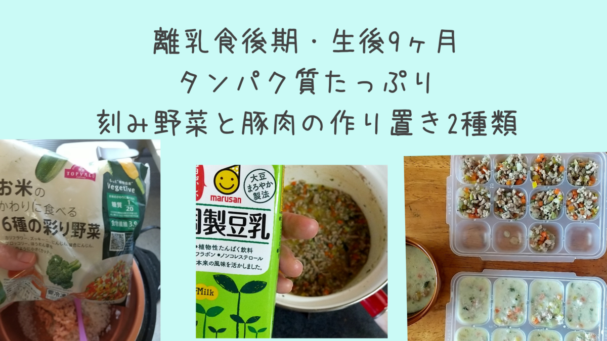 ベビーフードにタンパク質と野菜を足すための作り置き 離乳食後期 生後9ヶ月 豚肉と野菜ミックス 知育プット ベビーフードにタンパク質と野菜を足すための作り置き 離乳食後期 生後9ヶ月 豚肉と野菜ミックス 知育プット