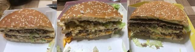 「ビックマック」「グランドビックマック」「ギガビックマック」の断面