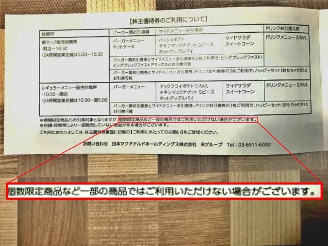 株主優待券の説明