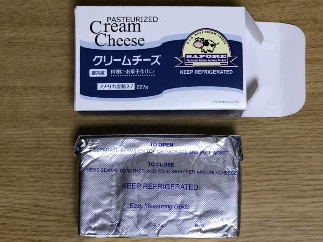 写真:業務スーパーのクリームチーズパッケージ内側