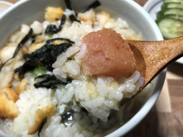 写真:わさび茶漬けと明太子
